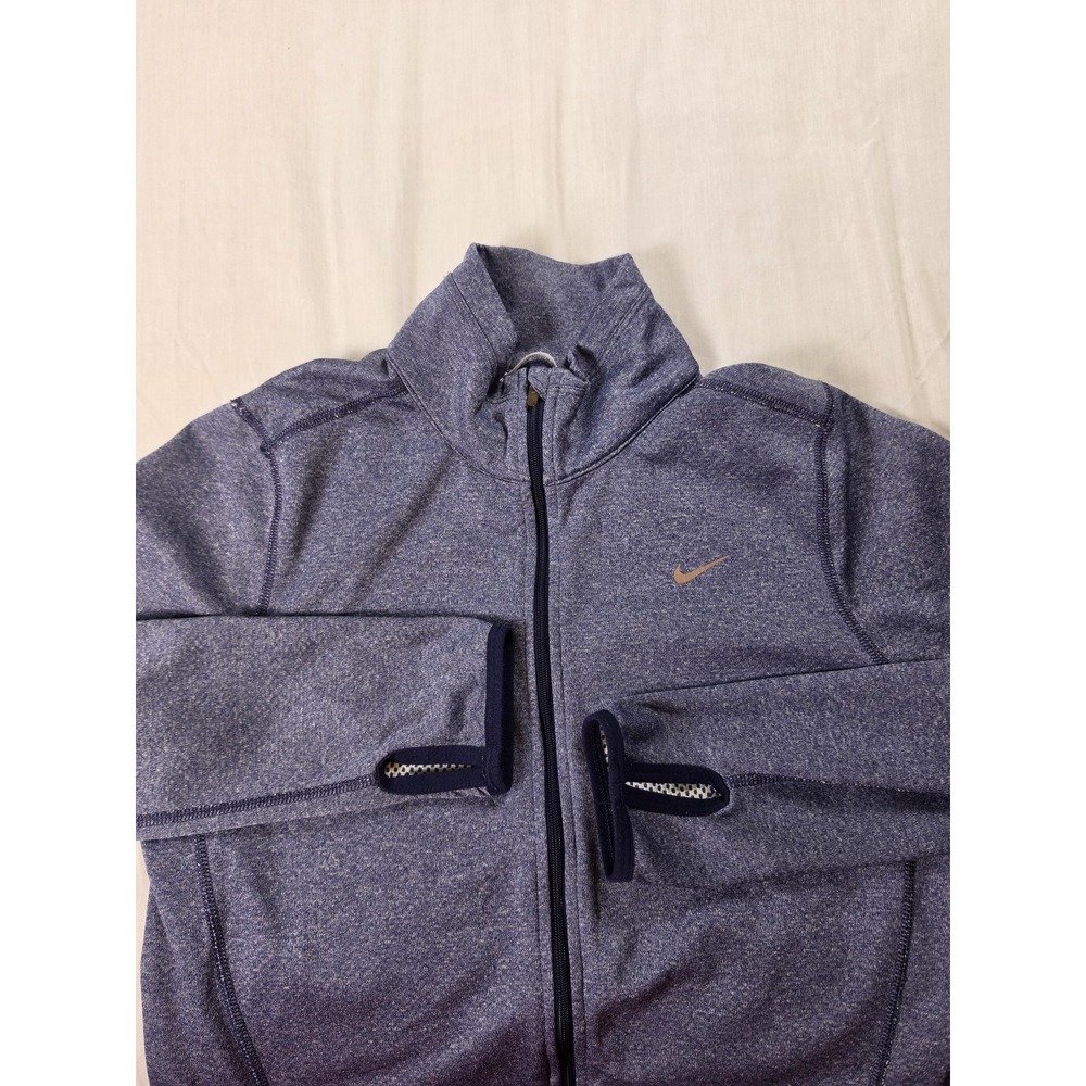 Nike Jacket Womens Medium Blue Dri-FIT Full Zip Thumbholes Running Athletic